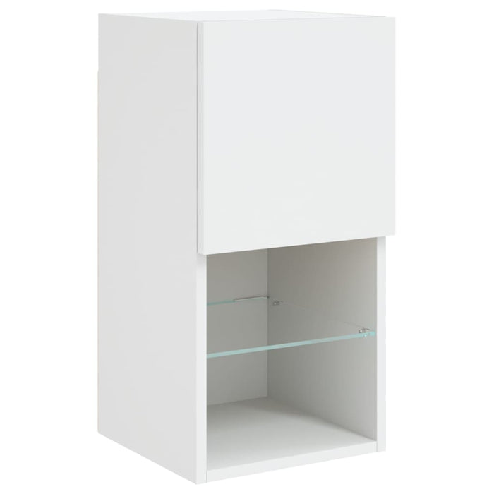 Comode TV cu lumini LED, 2 buc., alb, 30,5x30x60 cm - WALTI WALTI