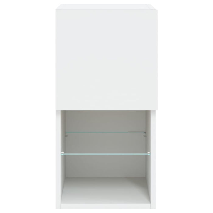 Comode TV cu lumini LED, 2 buc., alb, 30,5x30x60 cm - WALTI WALTI