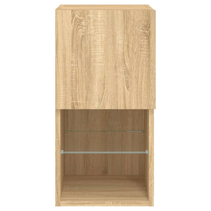 Comode TV cu lumini LED, 2 buc., stejar sonoma, 30,5x30x60 cm - WALTI WALTI