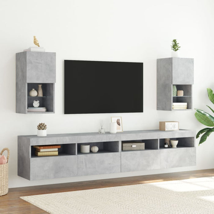 Comodă TV cu lumini LED, gri beton, 30,5x30x60 cm WALTI