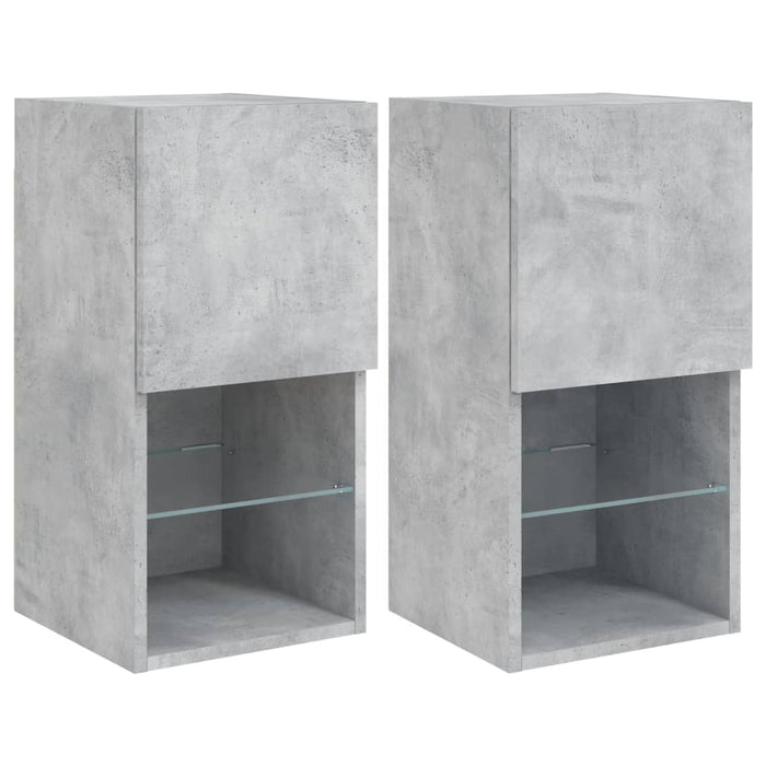 Comode TV cu lumini LED, 2 buc., gri beton, 30,5x30x60 cm - WALTI WALTI