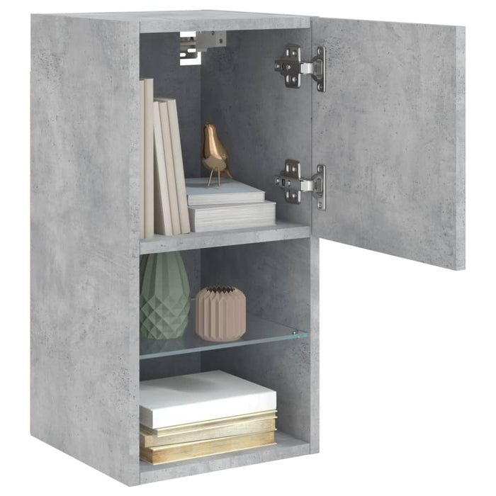 Comode TV cu lumini LED, 2 buc., gri beton, 30,5x30x60 cm - WALTI WALTI