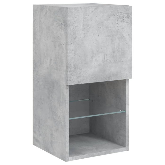Comode TV cu lumini LED, 2 buc., gri beton, 30,5x30x60 cm - WALTI WALTI