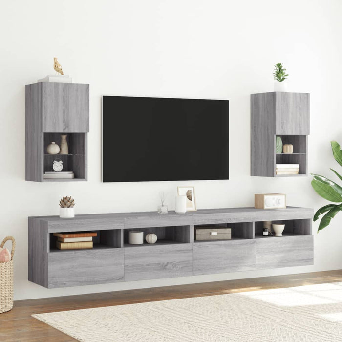 Comodă TV cu lumini LED, gri sonoma, 30,5x30x60 cm - WALTI WALTI