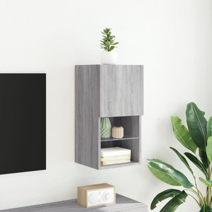 Comodă TV cu lumini LED, gri sonoma, 30,5x30x60 cm - WALTI WALTI