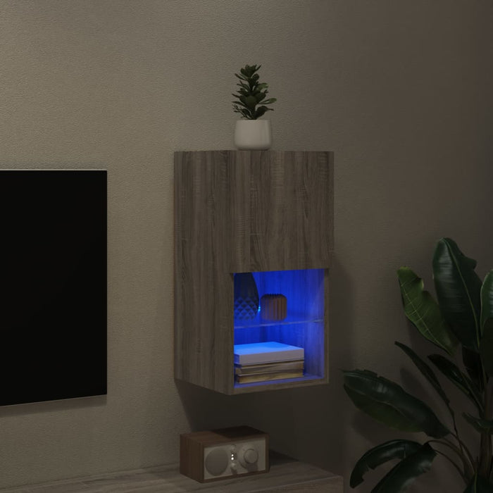 Comodă TV cu lumini LED, gri sonoma, 30,5x30x60 cm - WALTI WALTI