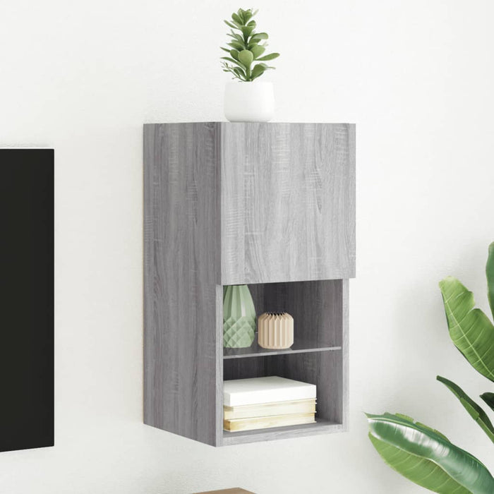 Comodă TV cu lumini LED, gri sonoma, 30,5x30x60 cm - WALTI WALTI