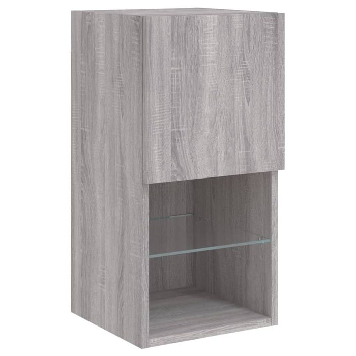 Comode TV cu lumini LED, 2 buc., gri sonoma, 30,5x30x60 cm - WALTI WALTI