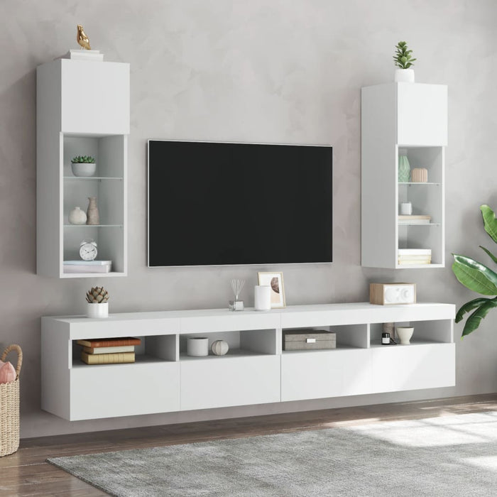 Comodă TV cu lumini LED, alb, 30,5x30x90 cm - WALTI WALTI