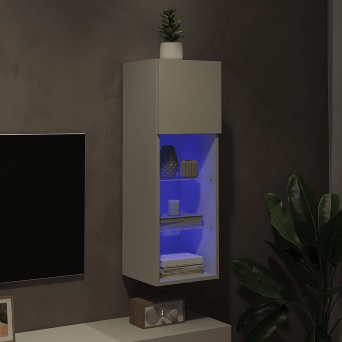 Comodă TV cu lumini LED, alb, 30,5x30x90 cm - WALTI WALTI