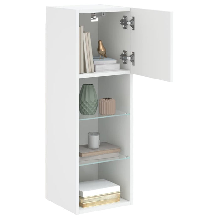 Comodă TV cu lumini LED, alb, 30,5x30x90 cm - WALTI WALTI