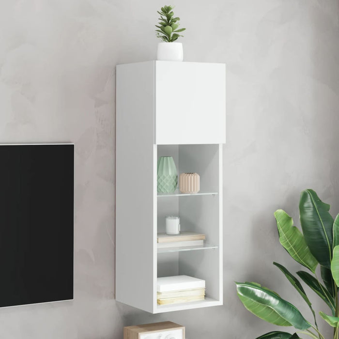 Comodă TV cu lumini LED, alb, 30,5x30x90 cm - WALTI WALTI