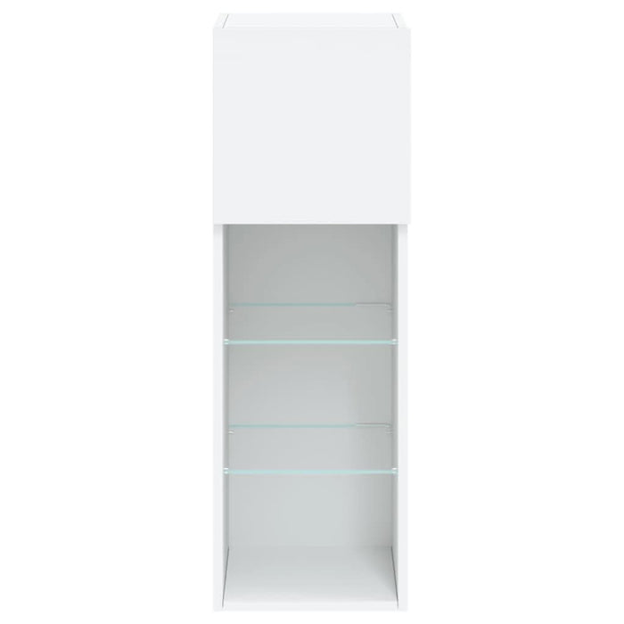 Comode TV cu lumini LED, 2 buc., alb, 30,5x30x90 cm - WALTI WALTI