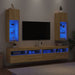 Comode TV cu lumini LED, 2 buc., stejar sonoma, 30,5x30x90 cm - WALTI WALTI