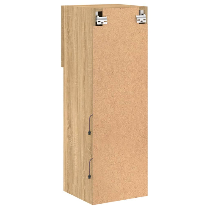 Comode TV cu lumini LED, 2 buc., stejar sonoma, 30,5x30x90 cm - WALTI WALTI