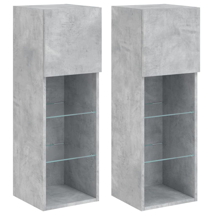 Comode TV cu lumini LED, 2 buc., gri beton, 30,5x30x90 cm - WALTI WALTI
