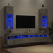 Comode TV cu lumini LED, 2 buc., gri beton, 30,5x30x90 cm - WALTI WALTI