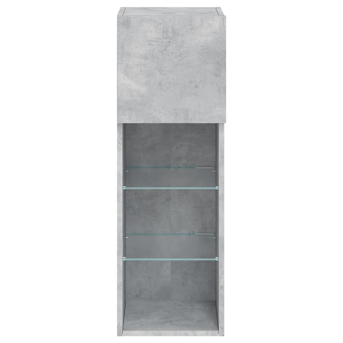 Comode TV cu lumini LED, 2 buc., gri beton, 30,5x30x90 cm - WALTI WALTI