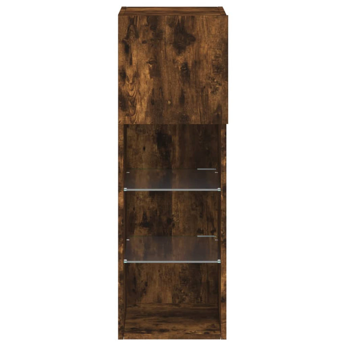 Comodă TV cu lumini LED, stejar fumuriu, 30,5x30x90 cm - WALTI WALTI