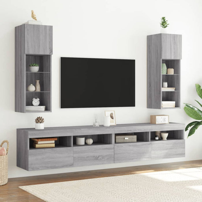 Comodă TV cu lumini LED, gri sonoma, 30,5x30x90 cm - WALTI WALTI