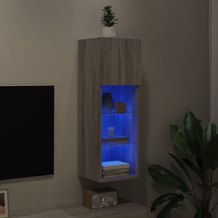 Comodă TV cu lumini LED, gri sonoma, 30,5x30x90 cm - WALTI WALTI