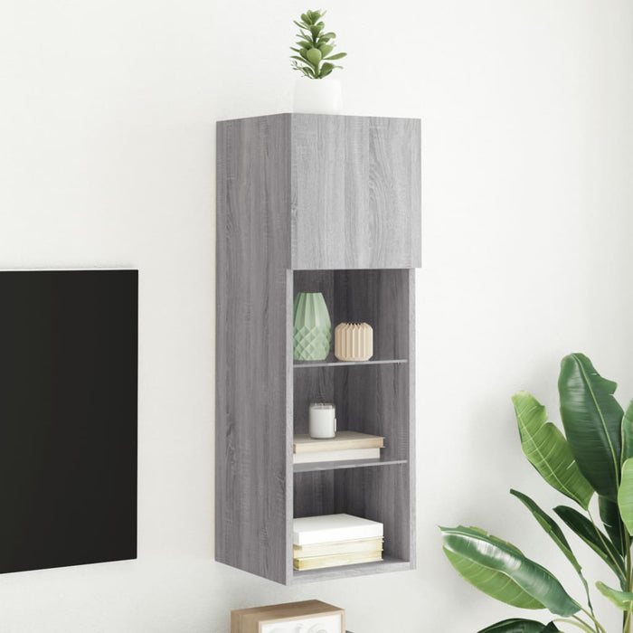 Comodă TV cu lumini LED, gri sonoma, 30,5x30x90 cm - WALTI WALTI
