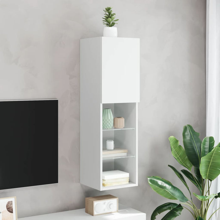 Comodă TV cu lumini LED, alb, 30,5x30x102 cm - WALTI WALTI