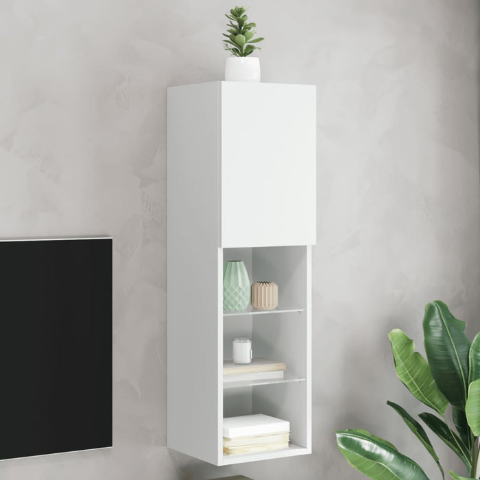 Comodă TV cu lumini LED, alb, 30,5x30x102 cm - WALTI WALTI