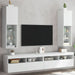 Comode TV cu lumini LED, 2 buc., alb, 30,5x30x102 cm - WALTI WALTI