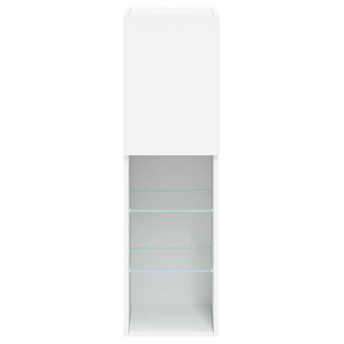 Comode TV cu lumini LED, 2 buc., alb, 30,5x30x102 cm - WALTI WALTI