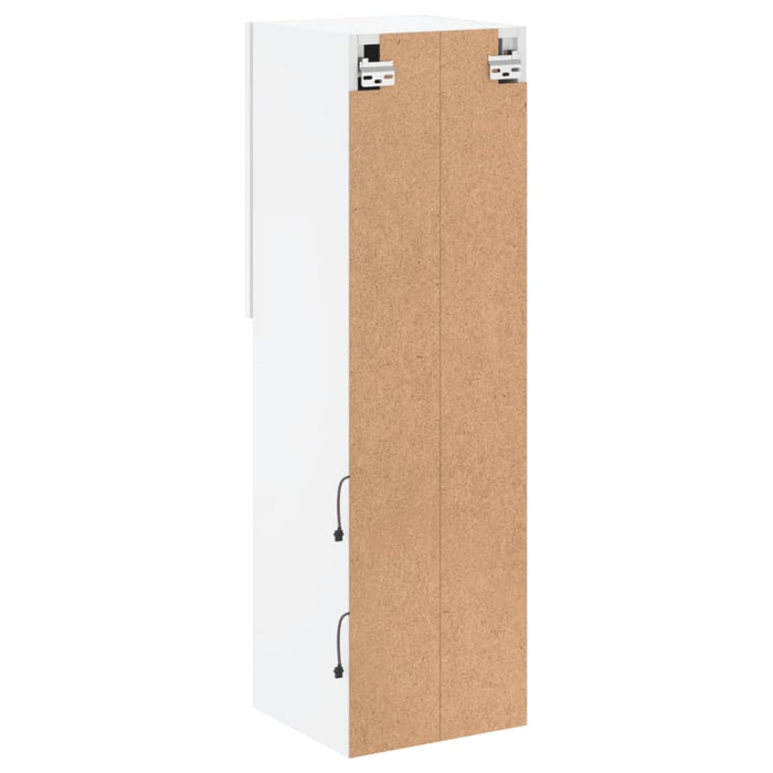 Comode TV cu lumini LED, 2 buc., alb, 30,5x30x102 cm - WALTI WALTI