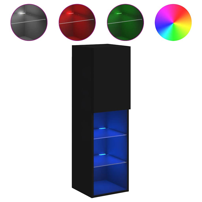 Comodă TV cu lumini LED, negru, 30,5x30x102 cm WALTI