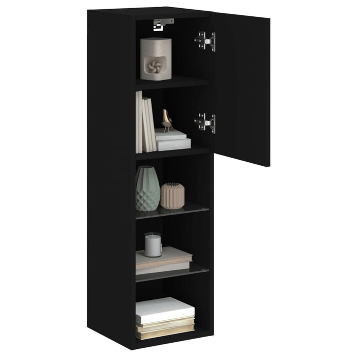 Comodă TV cu lumini LED, negru, 30,5x30x102 cm WALTI