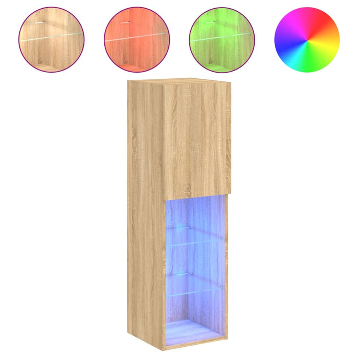 Comodă TV cu lumini LED, stejar sonoma, 30,5x30x102 cm - WALTI WALTI
