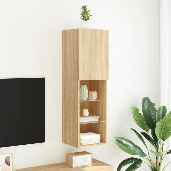 Comodă TV cu lumini LED, stejar sonoma, 30,5x30x102 cm - WALTI WALTI