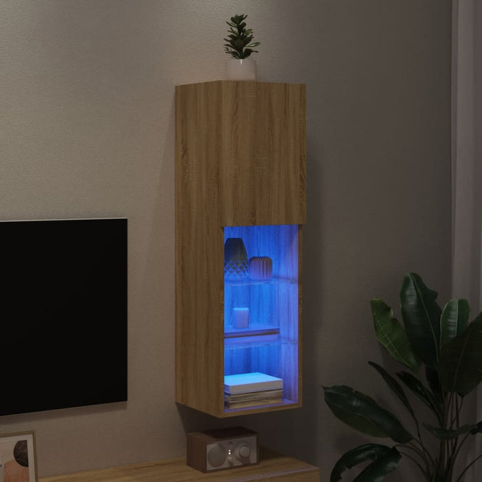 Comodă TV cu lumini LED, stejar sonoma, 30,5x30x102 cm - WALTI WALTI