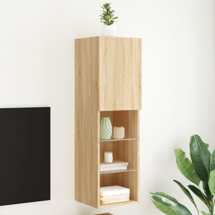 Comodă TV cu lumini LED, stejar sonoma, 30,5x30x102 cm - WALTI WALTI
