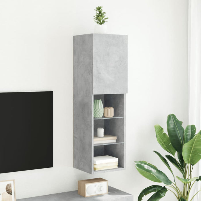 Comodă TV cu lumini LED, gri beton, 30,5x30x102 cm - WALTI WALTI