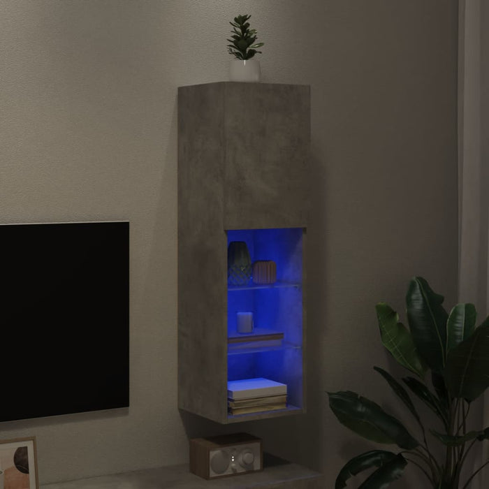 Comodă TV cu lumini LED, gri beton, 30,5x30x102 cm - WALTI WALTI