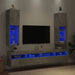Comode TV cu lumini LED, 2 buc., gri beton, 30,5x30x102 cm - WALTI WALTI