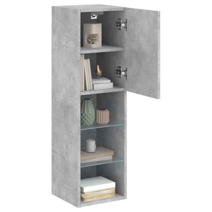 Comode TV cu lumini LED, 2 buc., gri beton, 30,5x30x102 cm - WALTI WALTI