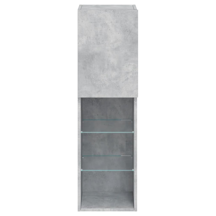 Comode TV cu lumini LED, 2 buc., gri beton, 30,5x30x102 cm - WALTI WALTI