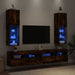 Comode TV cu lumini LED, 2 buc., stejar fumuriu, 30,5x30x102 cm - WALTI WALTI