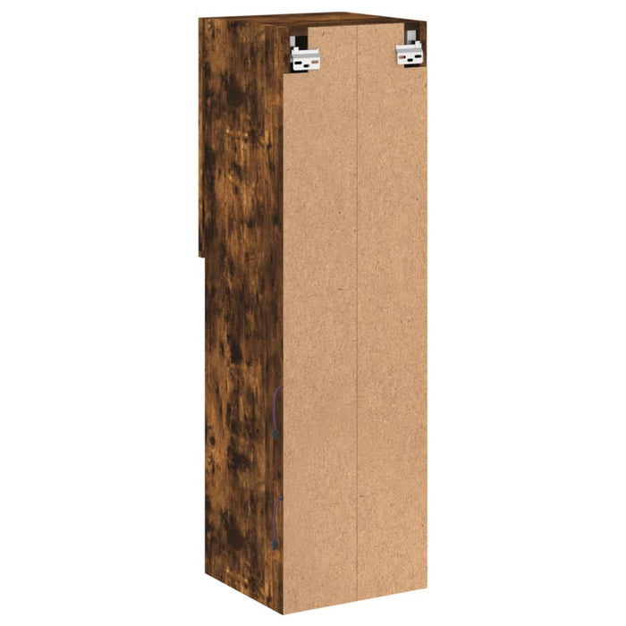 Comode TV cu lumini LED, 2 buc., stejar fumuriu, 30,5x30x102 cm - WALTI WALTI