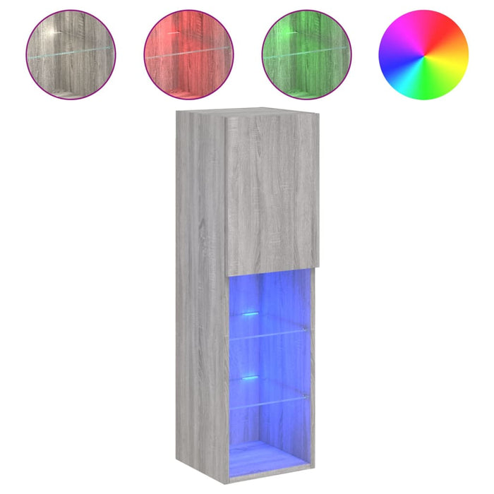 Comodă TV cu lumini LED, gri sonoma, 30,5x30x102 cm - WALTI WALTI