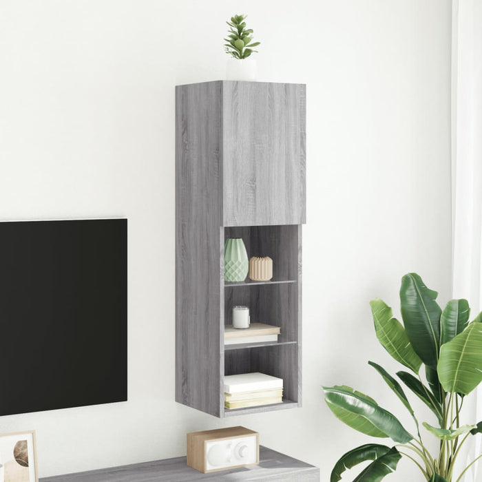 Comodă TV cu lumini LED, gri sonoma, 30,5x30x102 cm - WALTI WALTI