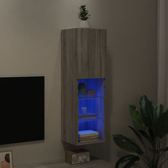 Comodă TV cu lumini LED, gri sonoma, 30,5x30x102 cm - WALTI WALTI