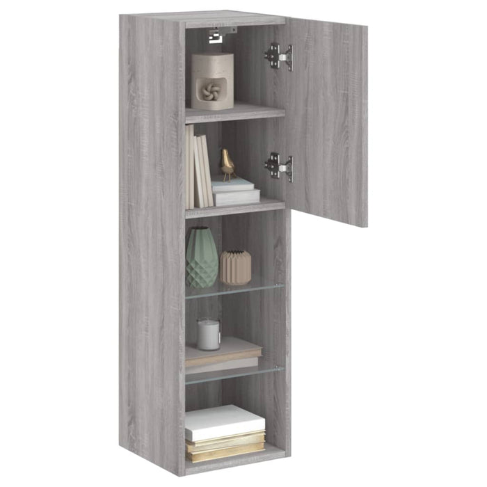 Comodă TV cu lumini LED, gri sonoma, 30,5x30x102 cm - WALTI WALTI