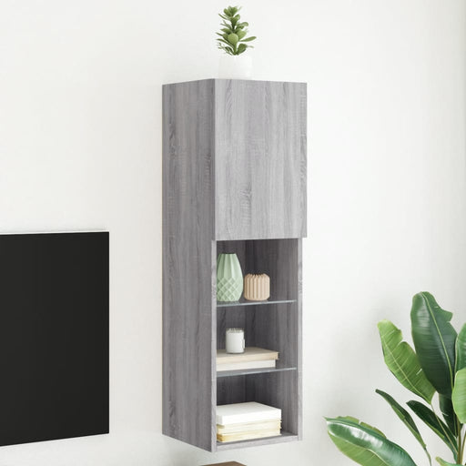 Comodă TV cu lumini LED, gri sonoma, 30,5x30x102 cm - WALTI WALTI