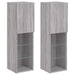 Comode TV cu lumini LED, 2 buc., gri sonoma, 30,5x30x102 cm - WALTI WALTI